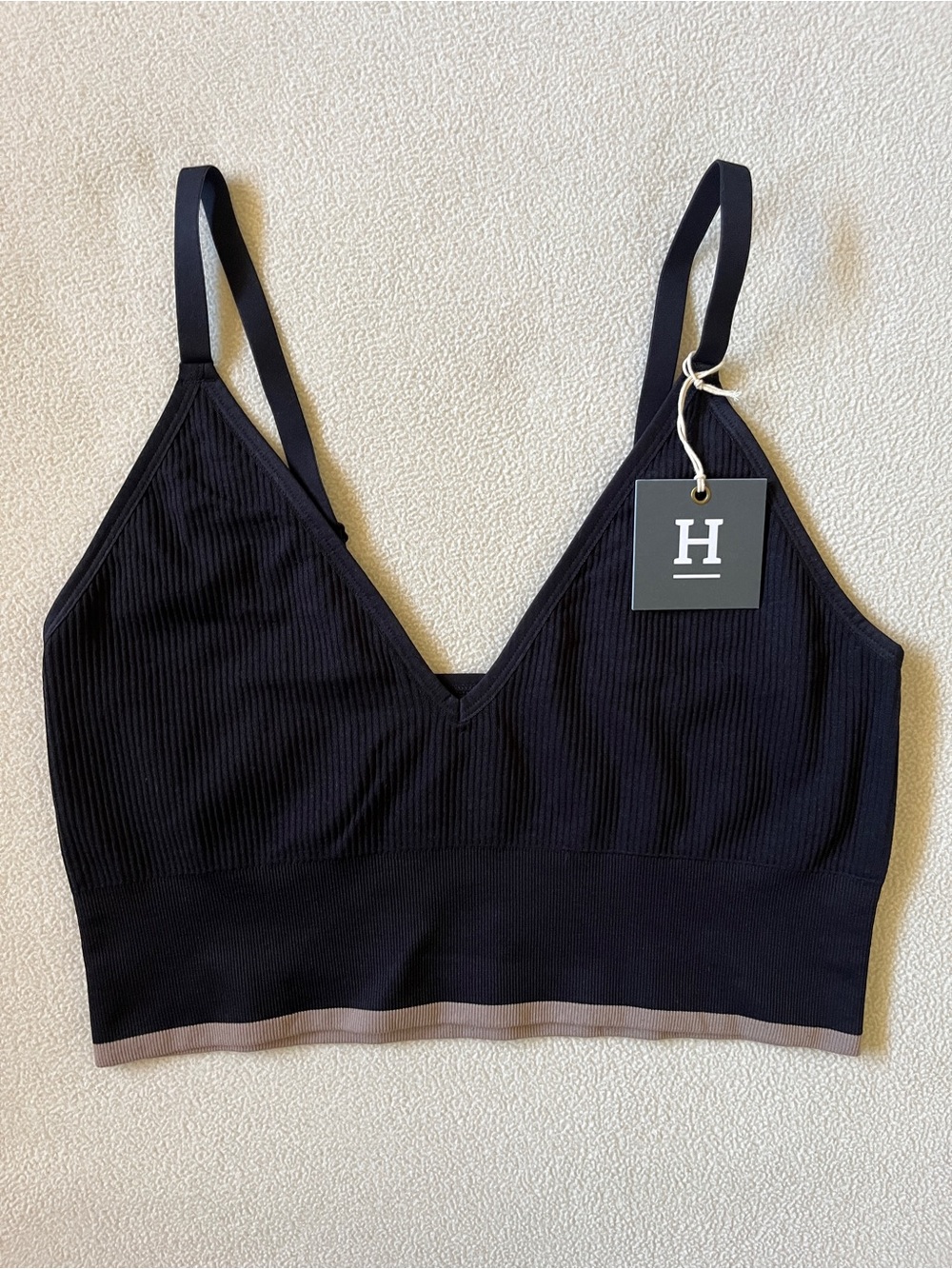 Harper Wilde Lounge Rib Triangle Bralette Black Everyday Seamless Comfortable XL
